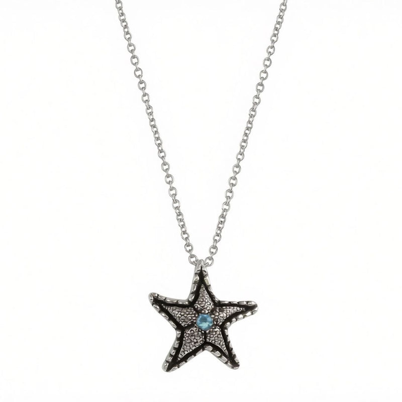 Lana Starfish Aquamarine Necklace - sterling silver | Darya Collection necklace Amanda K Lockrow