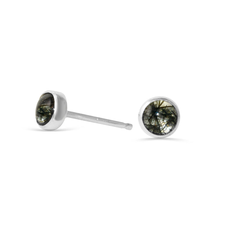 Tourmalinated Quartz Gemdrop Stud Earrings - 18K gold vermeil | Petite Collection earrings Amanda K Lockrow