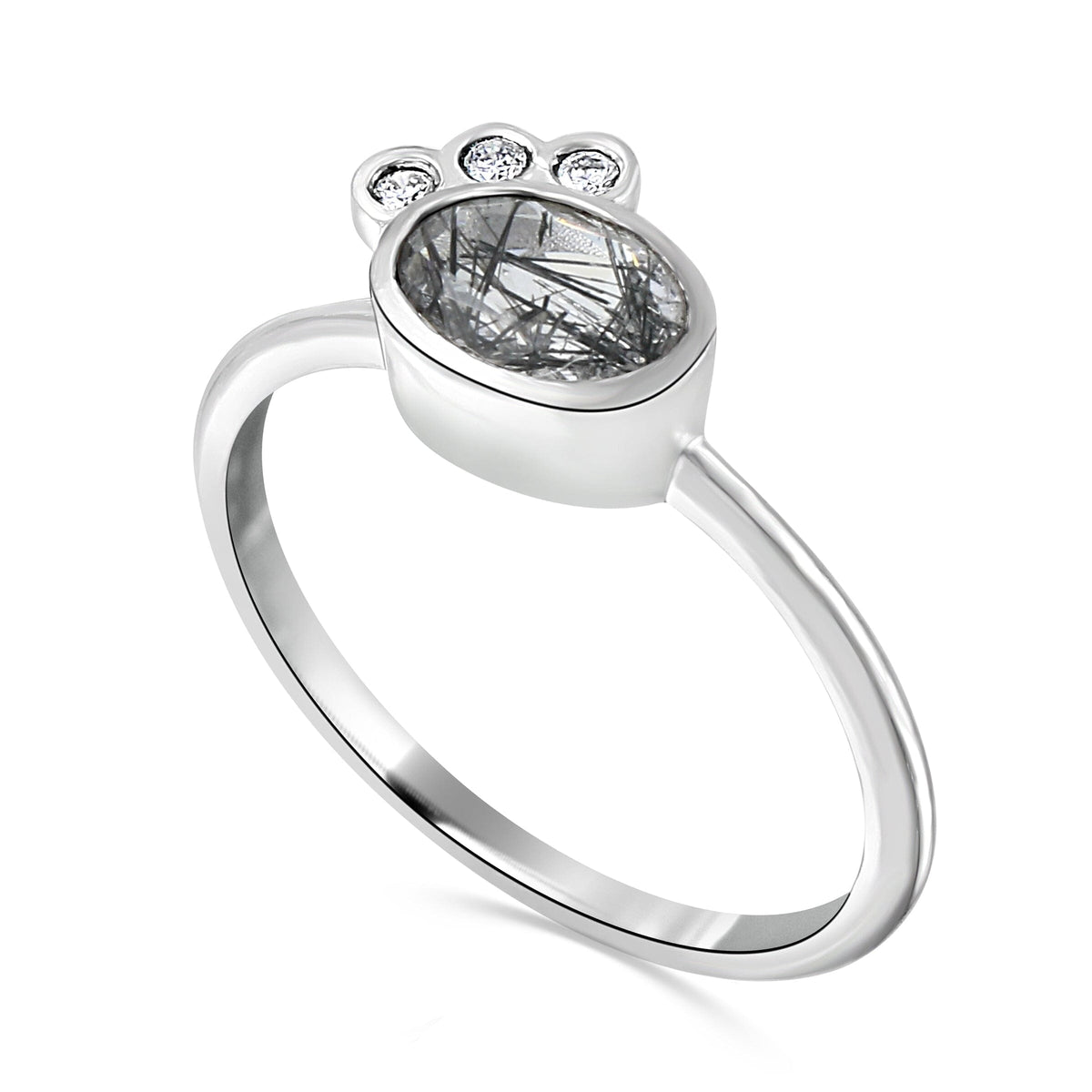 Tourmalinated Quartz and Diamond Sophia Ring - Sterling Silver | Aislinn Collection ring Amanda K Lockrow