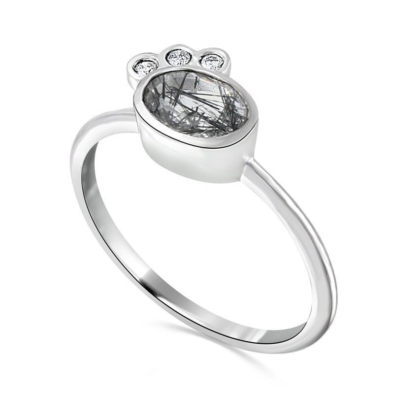 Tourmalinated Quartz and Diamond Sophia Ring - Sterling Silver | Aislinn Collection ring Amanda K Lockrow