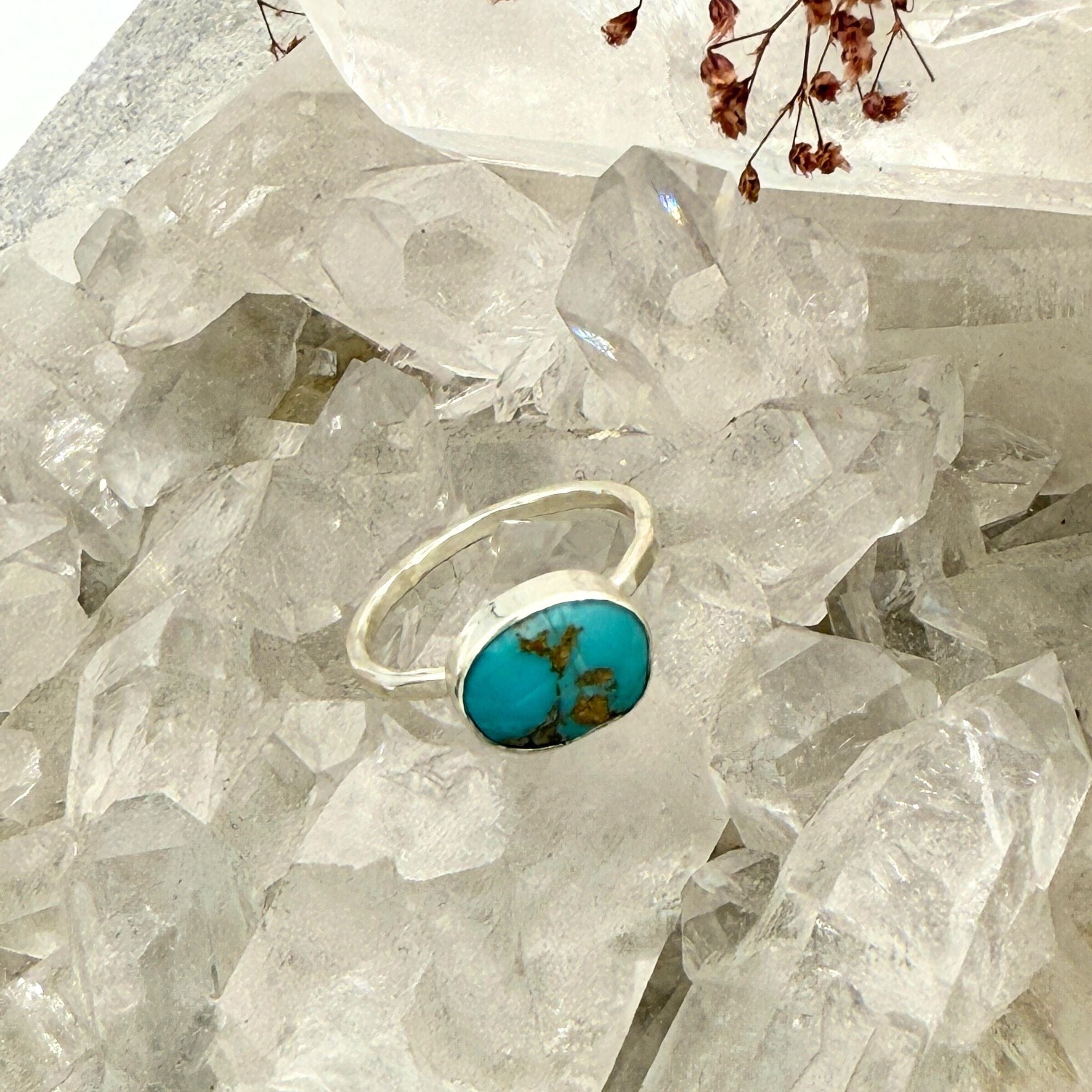 Turquoise and Pyrite Ring - sterling silver | size 6 ring Amanda K Lockrow