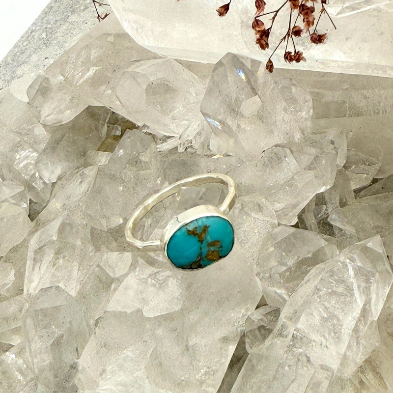 Turquoise and Pyrite Ring - sterling silver | size 6 ring Amanda K Lockrow