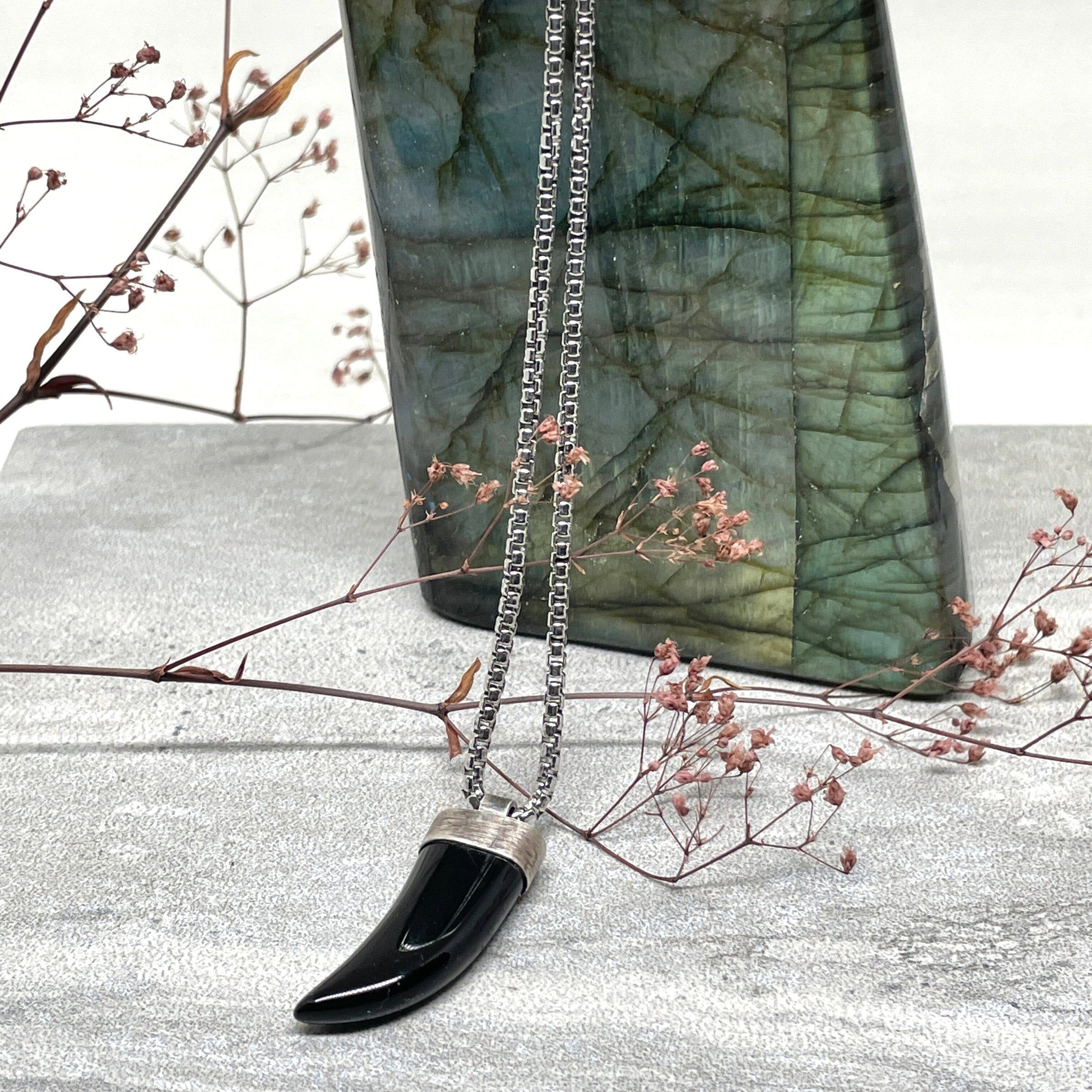 Black onyx talon necklace | sterling silver necklace Amanda K Lockrow