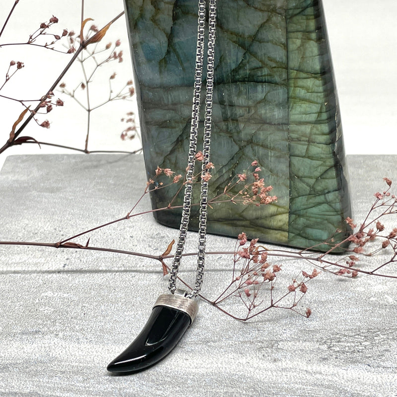 Black onyx talon necklace | sterling silver necklace Amanda K Lockrow