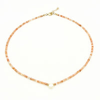 Strung Together Sunstone and Pearl Necklace - 14k gold filled | Little Rock Collection necklace Amanda K Lockrow