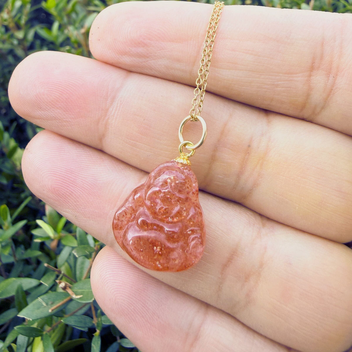 Happy Buddha Sunstone Crystal Necklace - gold filled | Talisman Collection necklace Amanda K Lockrow