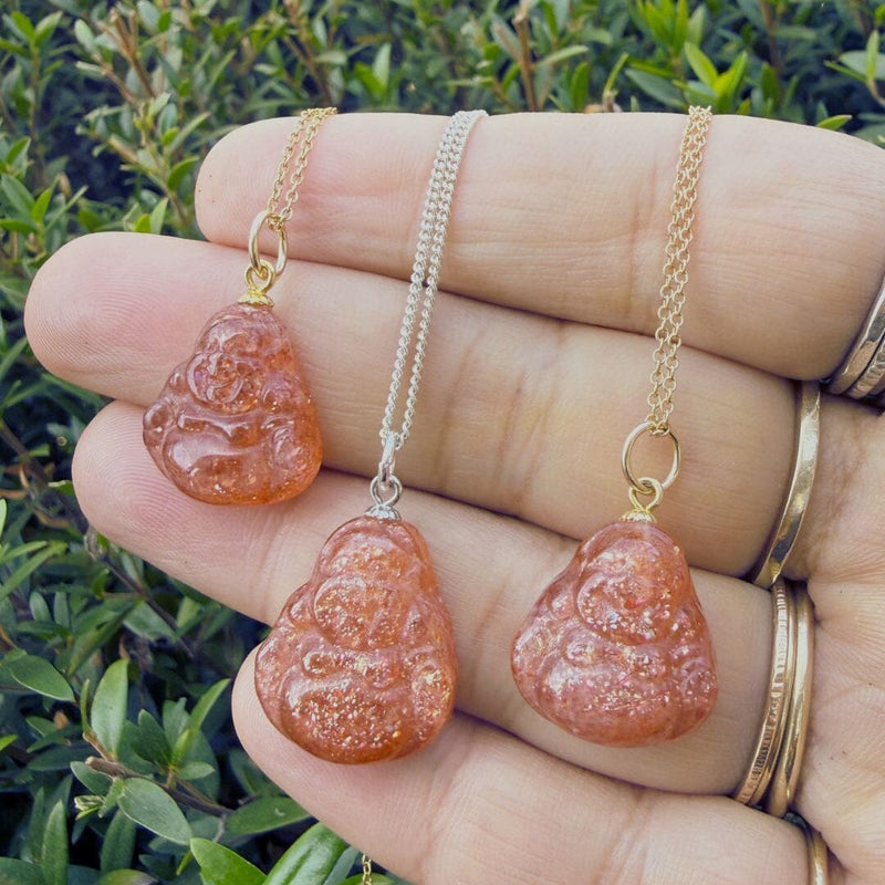 Happy Buddha Sunstone Crystal Necklace - gold filled | Talisman Collection necklace Amanda K Lockrow