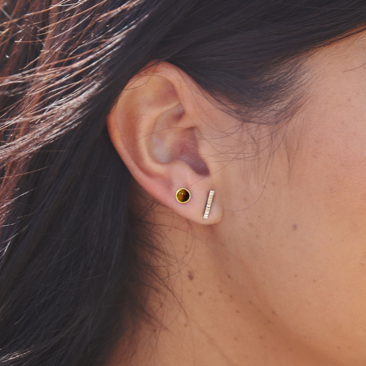 Tiger's Eye Gemdrop 4mm Stud Earrings | Petite Collection earrings Amanda K Lockrow