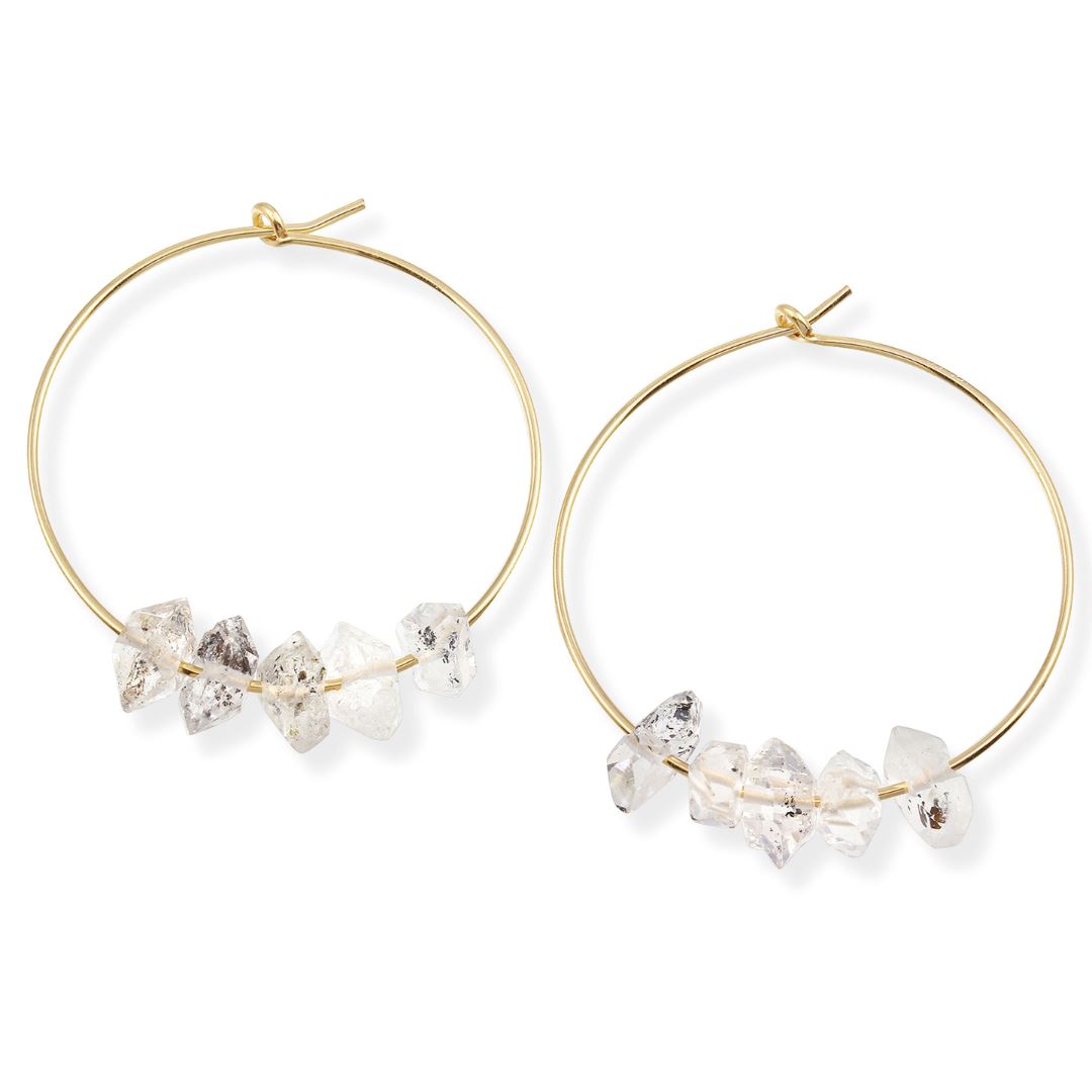 Herkimer Diamond Hoop Earrings - 14k gold filled | Elements Hoops earrings Amanda K Lockrow