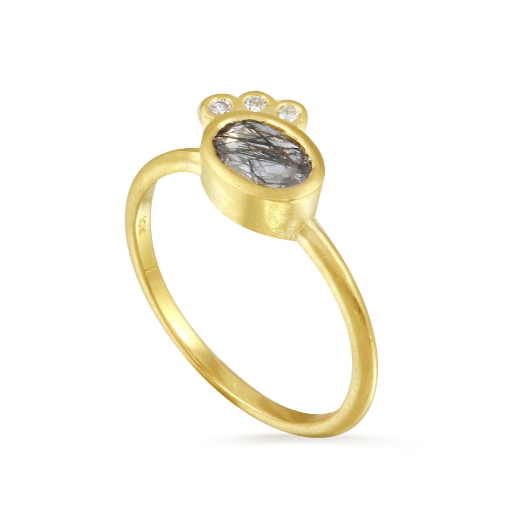 Tourmalinated Quartz and Diamond Sophia Ring - 10k Gold | Aislinn Collection ring Amanda K Lockrow