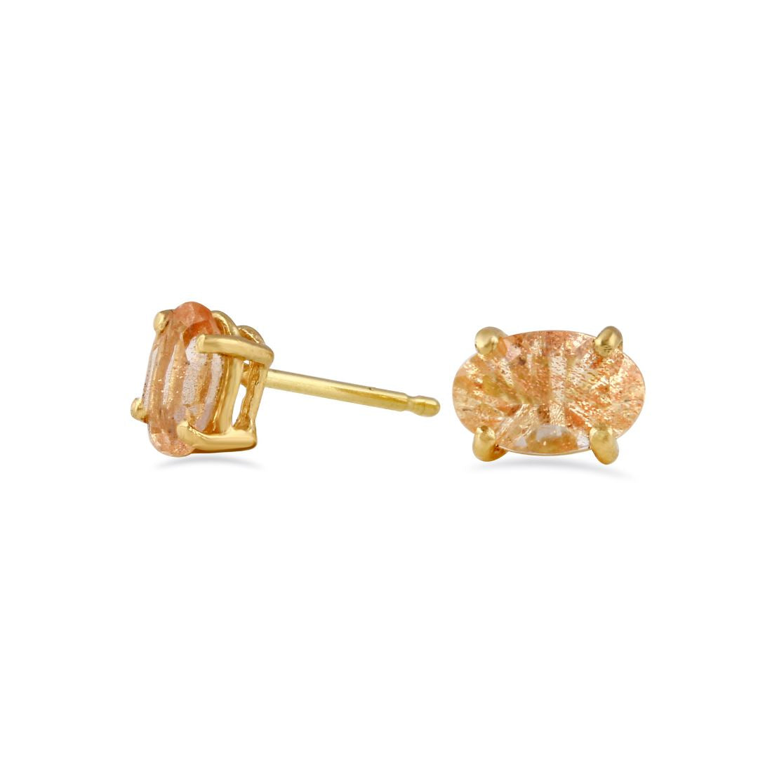 Sunstone Sophia Stud Earrings -14k yellow gold | Fine Collection earrings Amanda K Lockrow