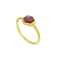 Pink Sapphire Hexagon Ring - 14k gold | Fine Collection ring Amanda K Lockrow