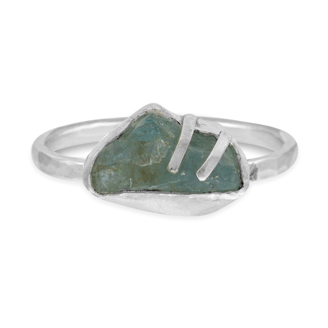 Raw Aquamarine sterling silver ring - size 8 ring Amanda K Lockrow