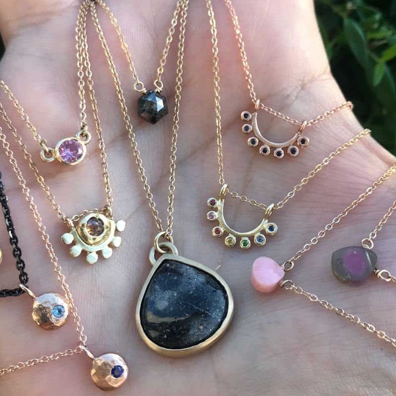 Elemental Pebble Necklace - 14K Yellow Gold and Ruby | Sticks & Stones Collection necklace Amanda K Lockrow