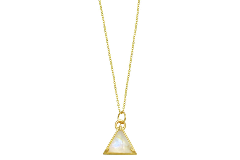 I Am Divine 14K gold rainbow moonstone triangle necklace necklace Amanda K Lockrow 