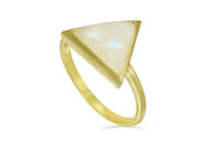 I Am Divine 14K gold rainbow moonstone triangle ring ring Amanda K Lockrow 