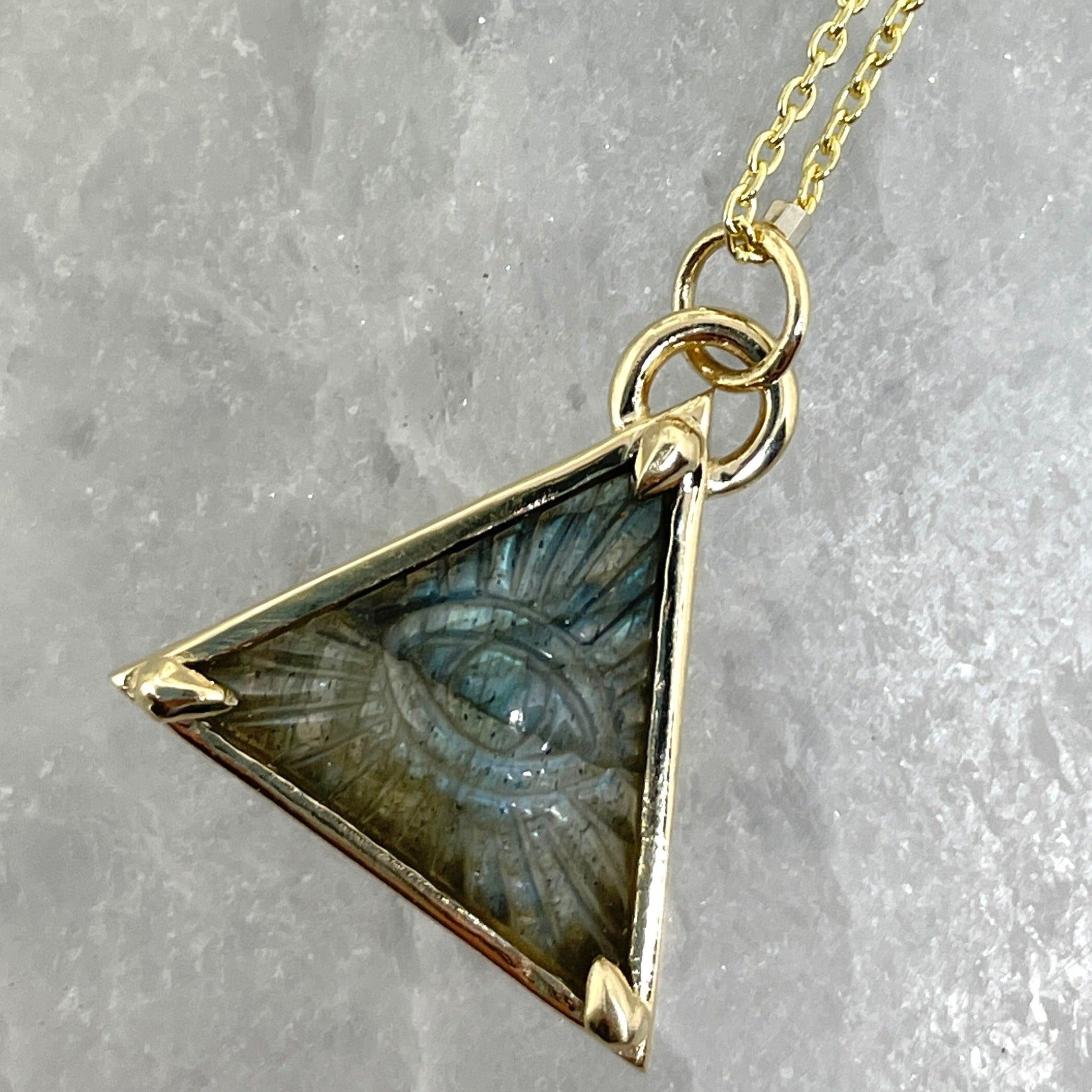 Vertical Talisman Necklace with Blue Cord
