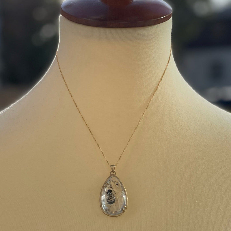 Indra Quicksand Enhydro Quartz Large Drop Necklace - 14k gold | Aislinn Collection necklace Amanda K Lockrow