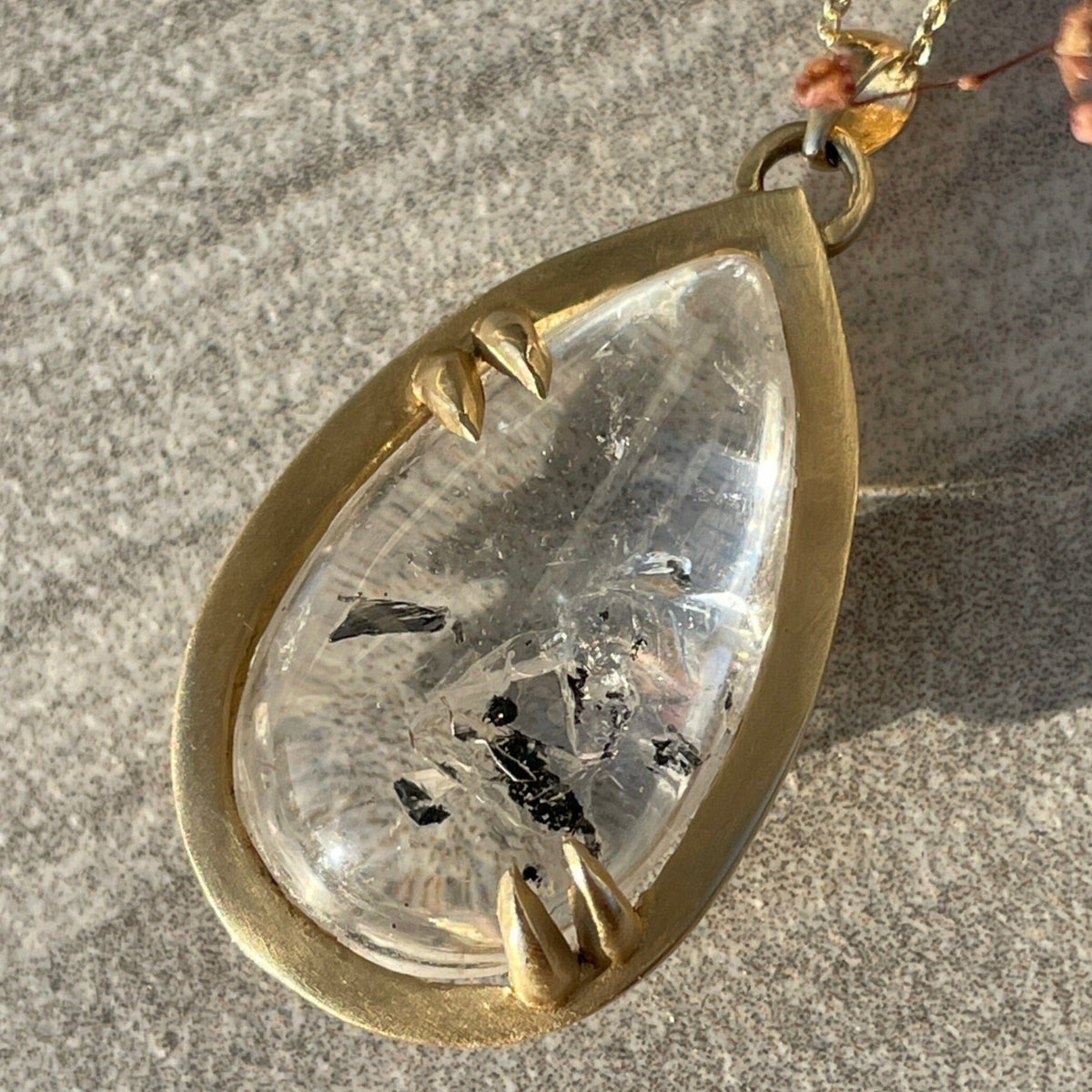 Indra Quicksand Enhydro Quartz Large Drop Necklace - 14k gold | Aislinn Collection necklace Amanda K Lockrow