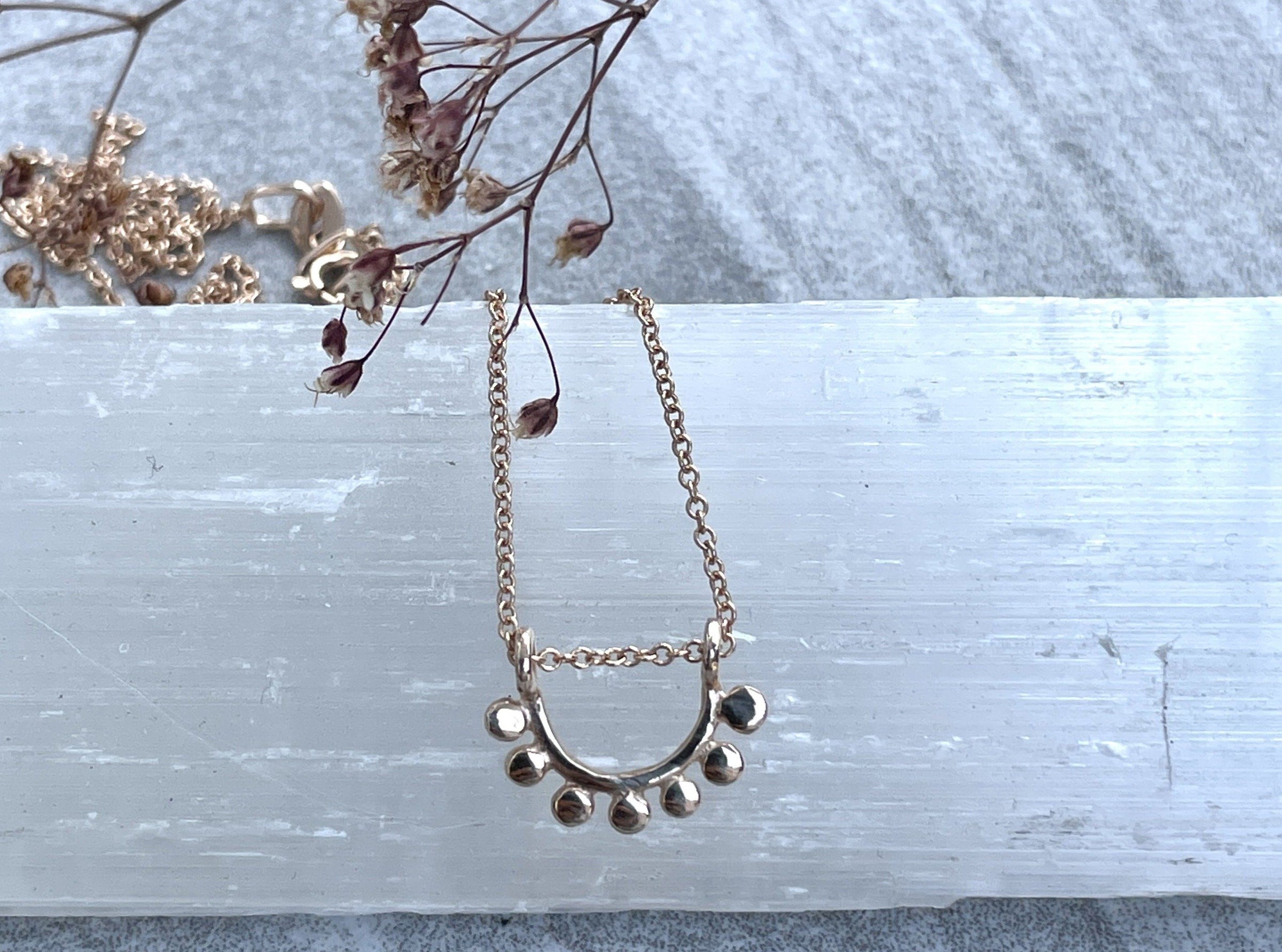 14k rose gold dainty sunrise necklace necklace Amanda K Lockrow 
