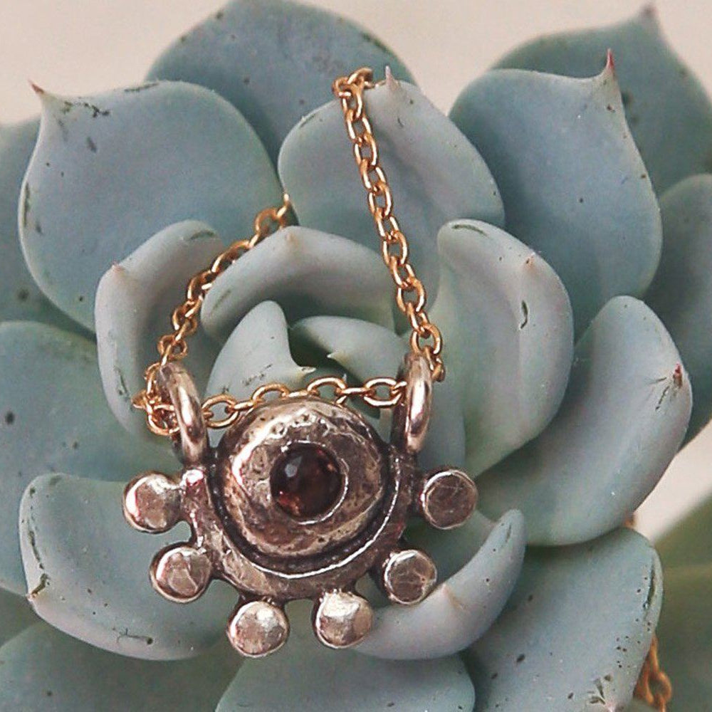 Garnet sterling silver and gold filled oriana necklace necklace Amanda K Lockrow 