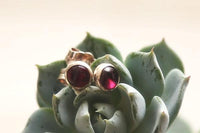 Garnet silver dot stud earrings earrings Amanda K Lockrow 