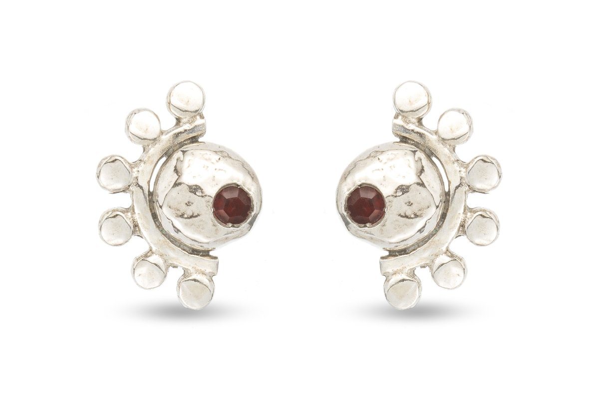 Oriana sterling silver and garnet stud earrings earrings Amanda K Lockrow 