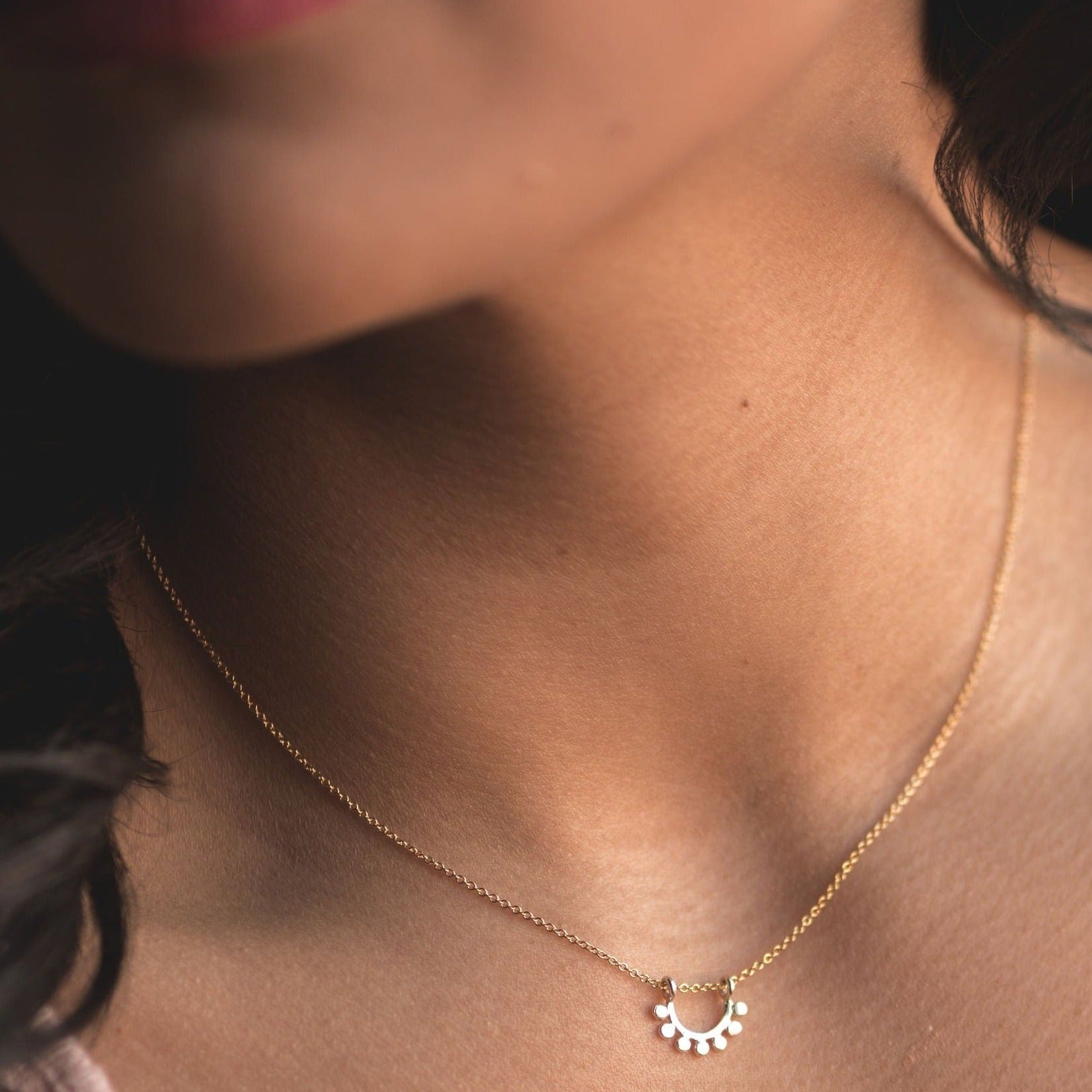 Dainty Rainbow Sapphire Sunrise Necklace - 14k gold | Sunrise Collection necklace Amanda K Lockrow