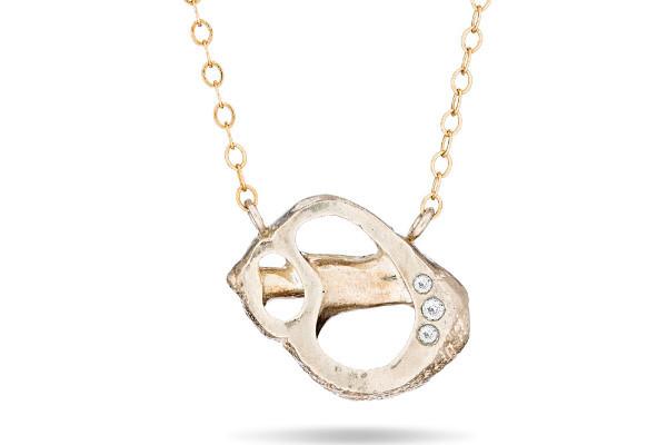 Slice shell & aqamarine sterling silver necklace necklace Amanda K Lockrow 