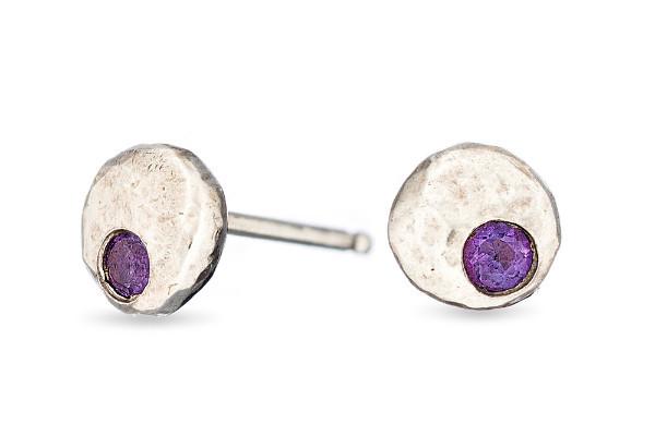 Amethyst pebble sterling silver studs earrings Amanda K Lockrow 