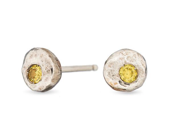 Citrine pebble sterling silver studs earrings Amanda K Lockrow 