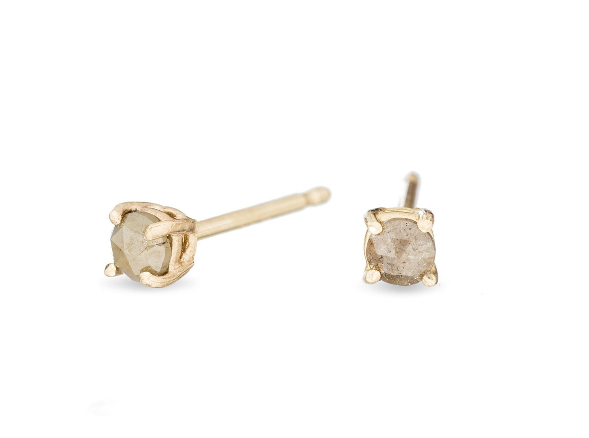 Rosecut diamond tiny 14K yellow gold stud earrings earrings Amanda K Lockrow 