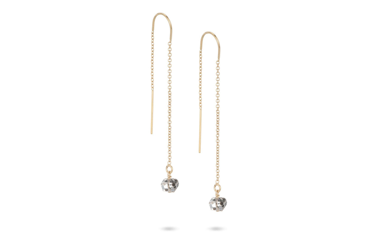 Herkimer diamond 14k gold filled threader earrings // ear threads earrings Amanda K Lockrow 