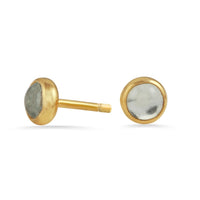18K gold vermeil Aquamarine birthstone dot stud earrings earrings Amanda K Lockrow 
