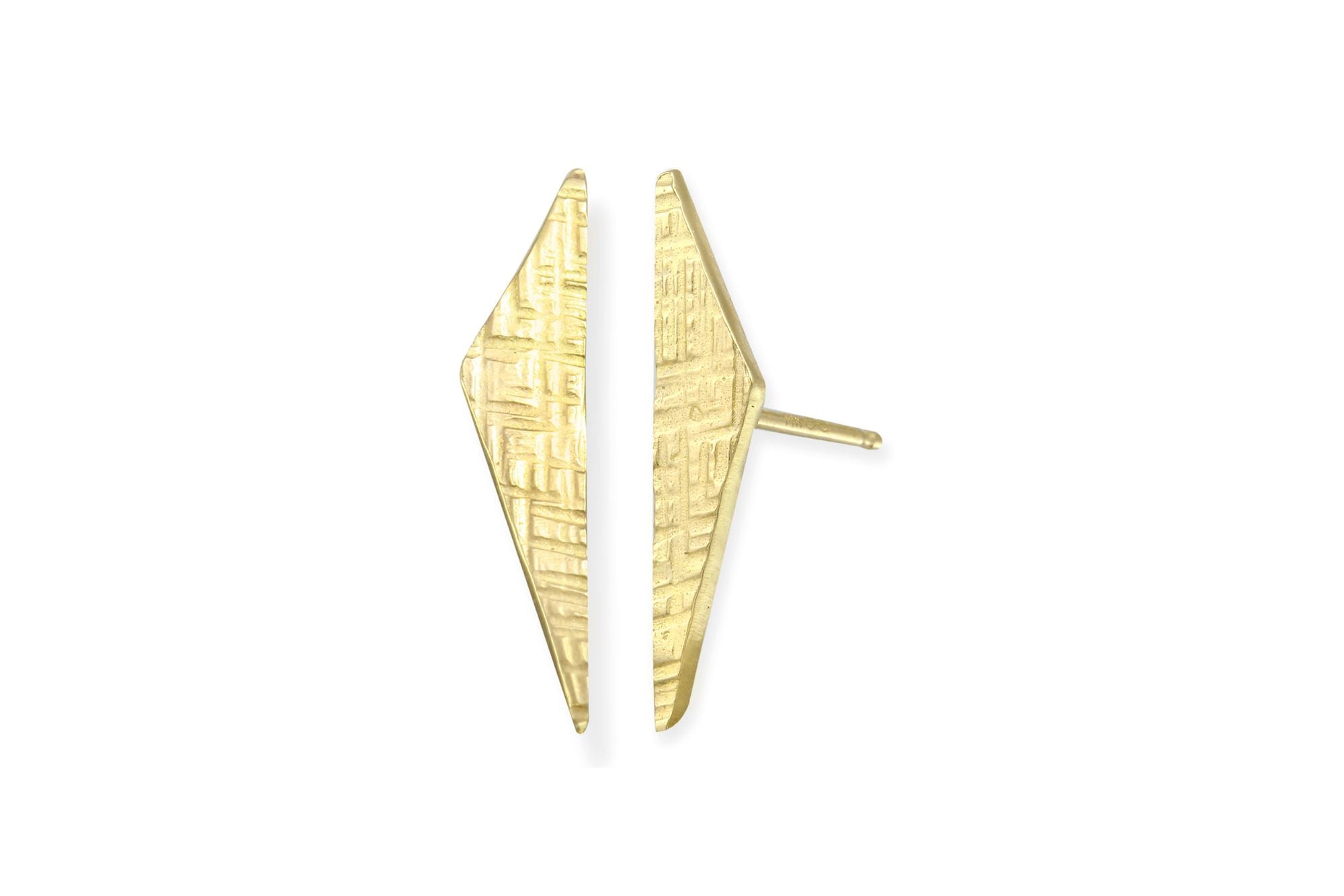 18K yellow gold vermeil triangle crosshatched stud earrings earrings Amanda K Lockrow
