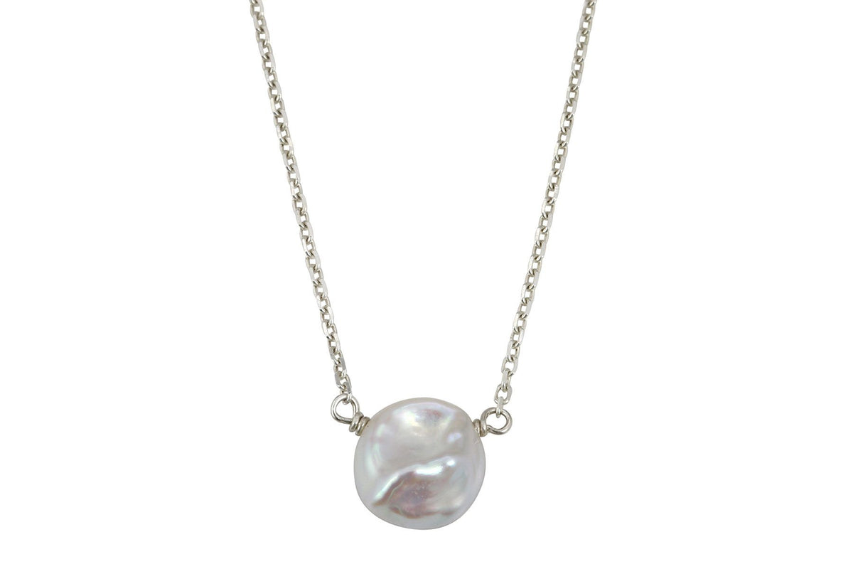 Keshi Pearl little rock silver necklace necklace Amanda K Lockrow 