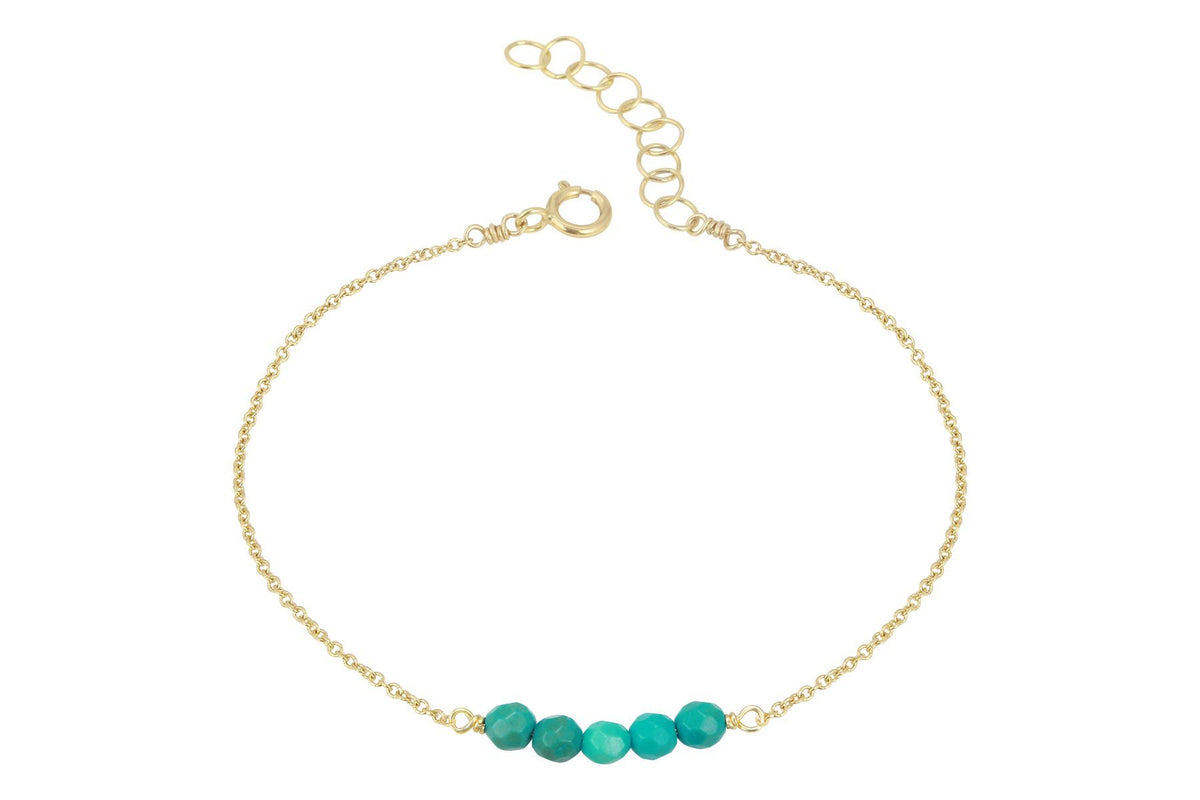 Elements- Turquoise 5 stone gold filled adjustable chain bracelet bracelet Amanda K Lockrow 