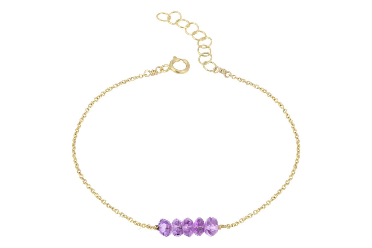 Elements - Amethyst 5 stone gold filled adjustable chain bracelet bracelet Amanda K Lockrow 