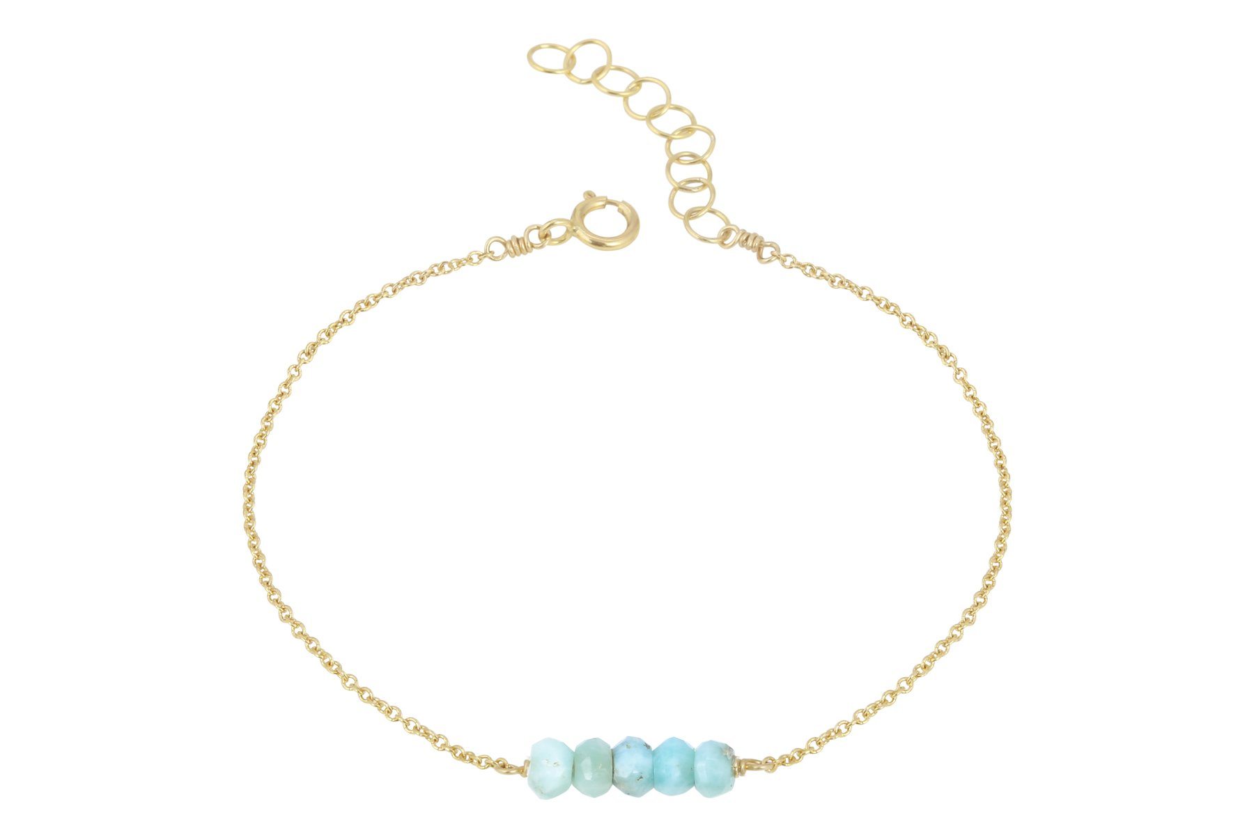 Elements- Larimar 5 stone gold filled adjustable chain bracelet bracelet Amanda K Lockrow 