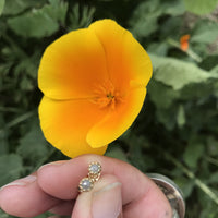Single brown rosecut diamond 14K yellow gold stud earring earrings Amanda K Lockrow 