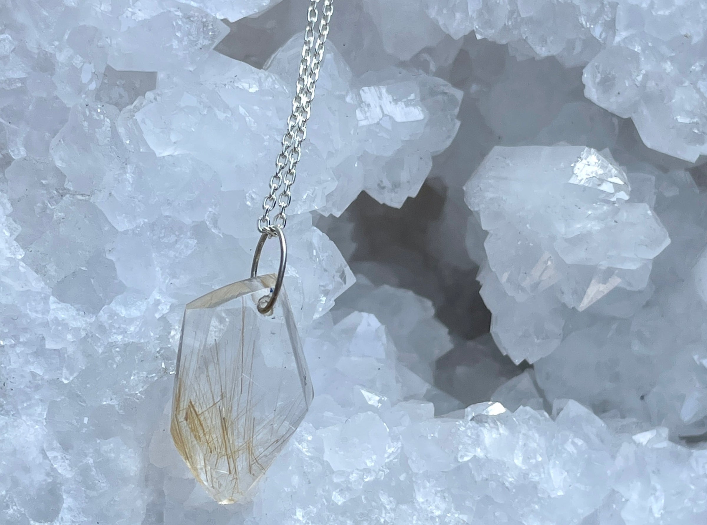 Rutilated quartz crystal geo necklace necklace Amanda K Lockrow