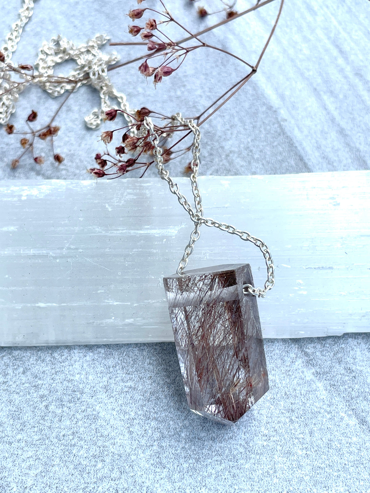 Rutilated quartz crystal point necklace necklace Amanda K Lockrow