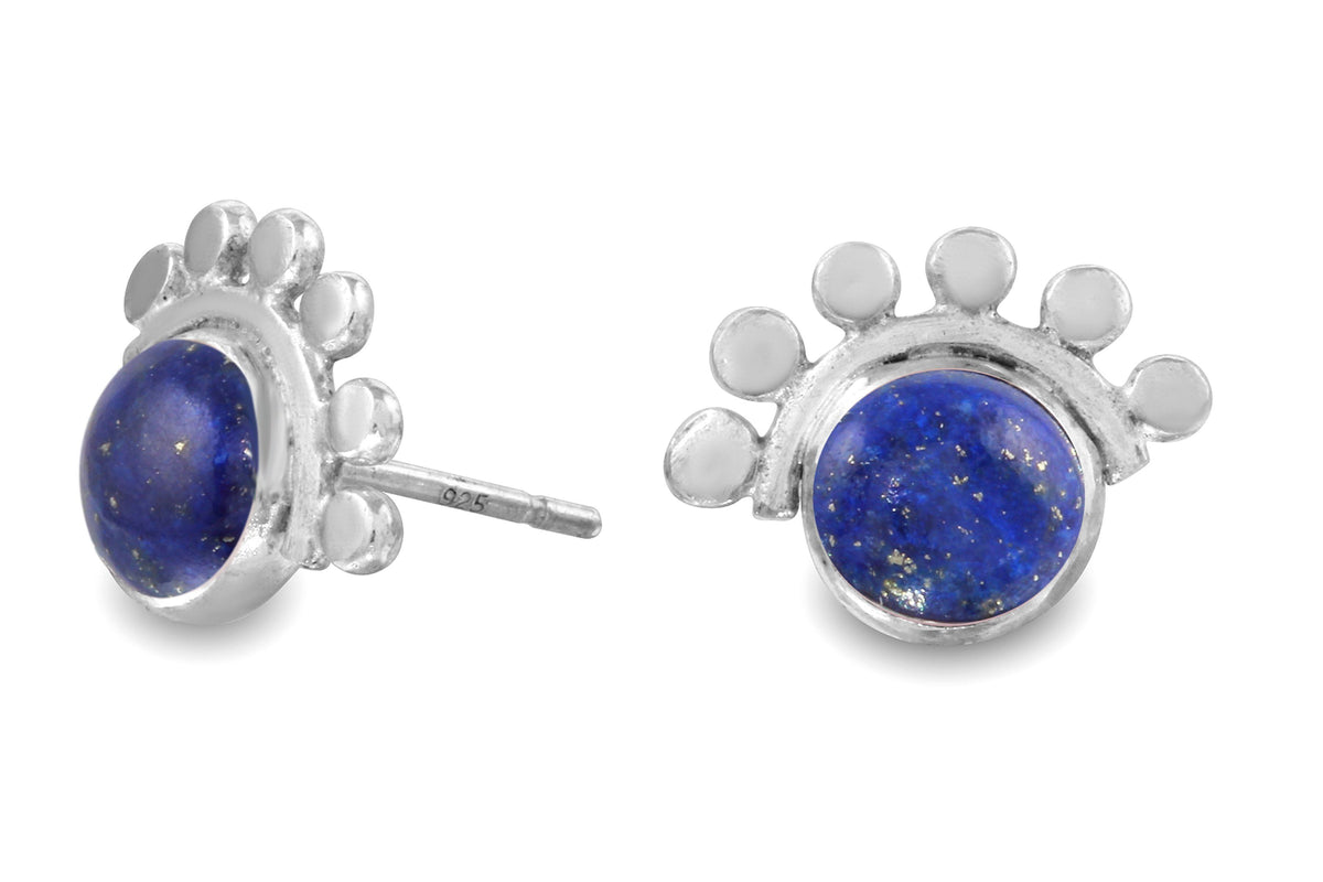 Lapis Lazuli sunrise sterling silver cabochon studs earrings Amanda K Lockrow 