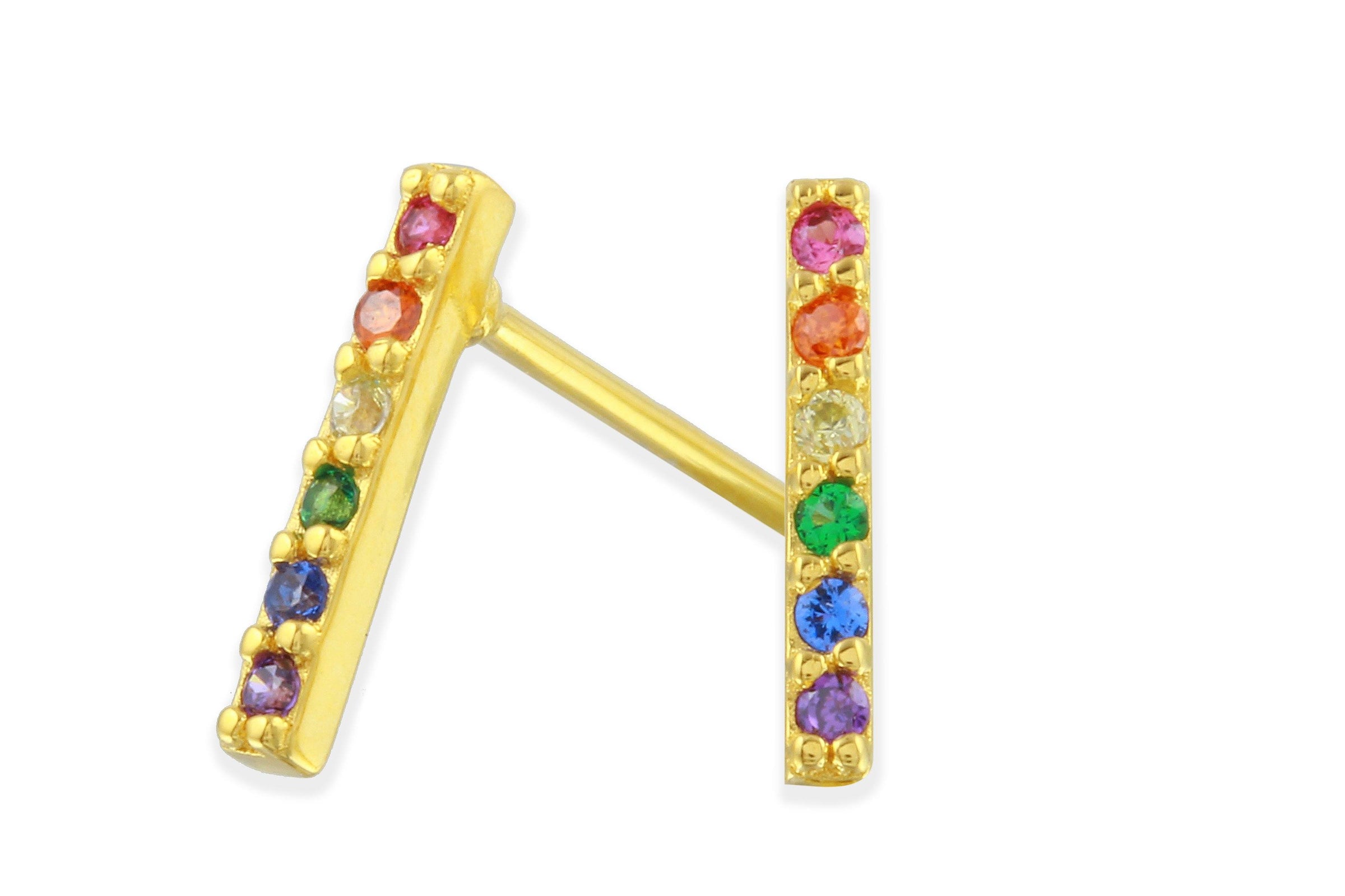 18K yellow gold plated Felicity sterling silver rainbow stud earrings earrings Amanda K Lockrow 
