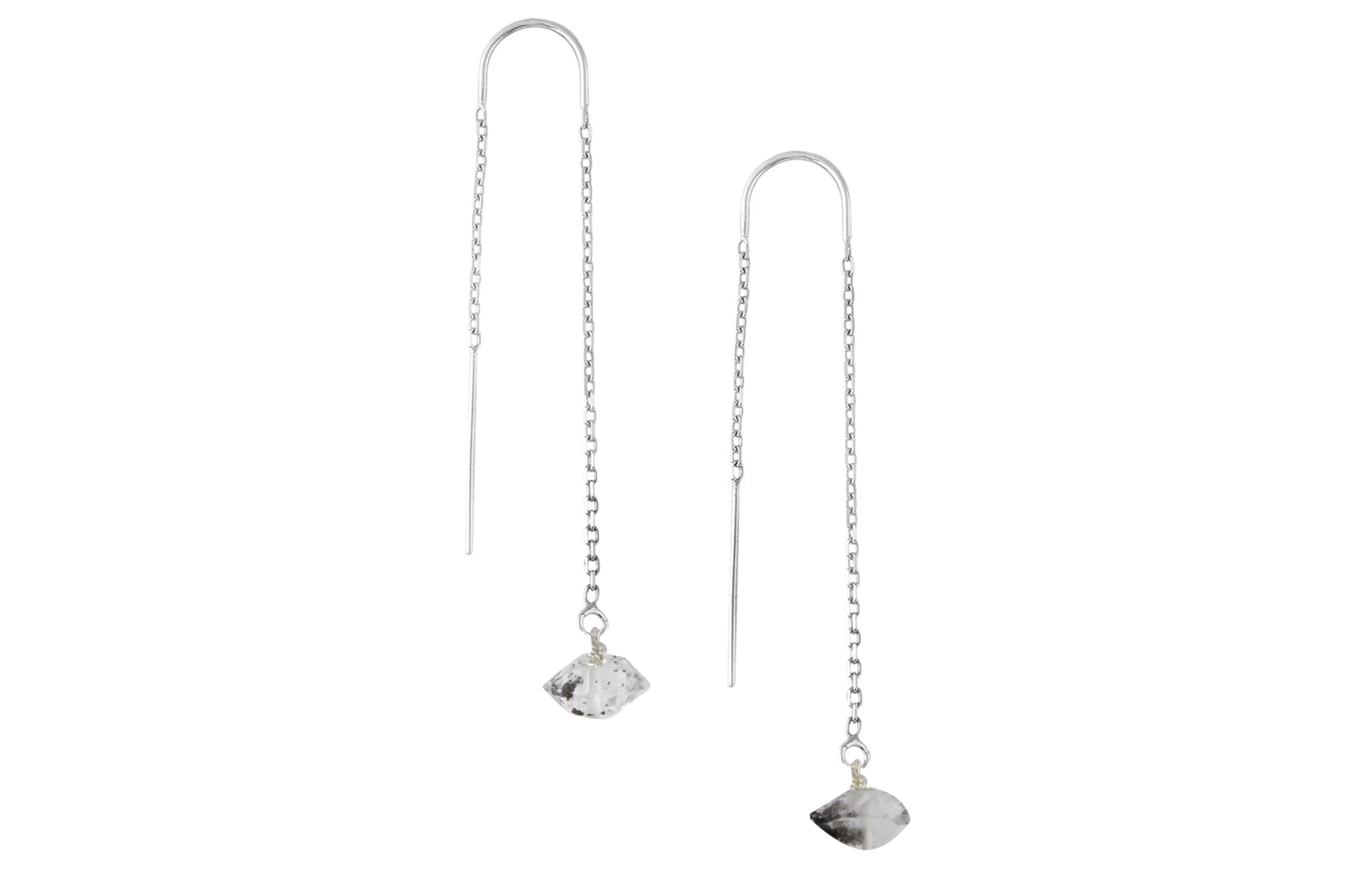 Herkimer diamond threader earrings // ear threads earrings Amanda K Lockrow 
