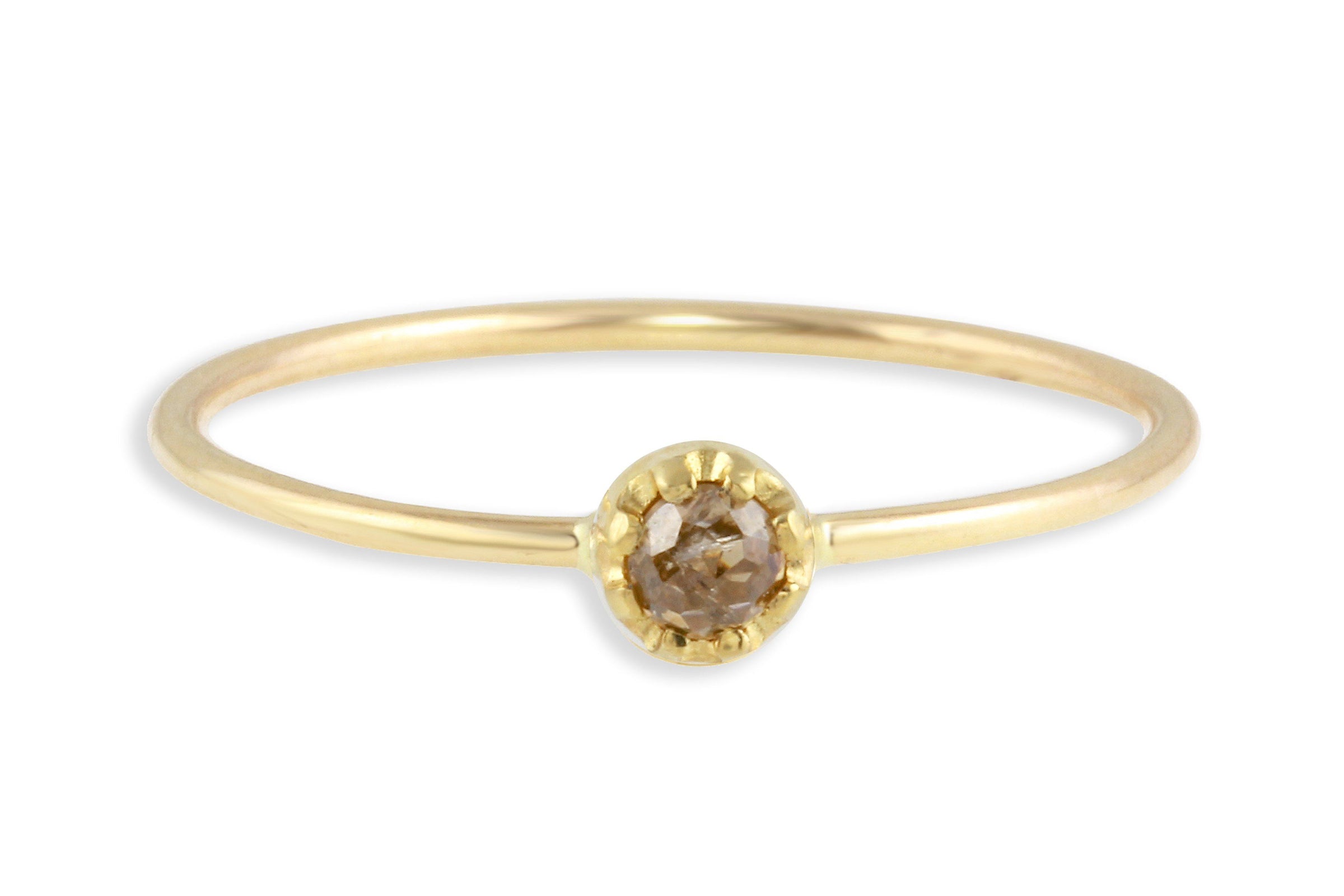 14K yellow gold and rosecut brown diamond stacking ring ring Amanda K Lockrow 