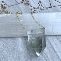 Large garden quartz floating point statement necklaces - Aislinn collection necklace Amanda K Lockrow stone 4 24 inches sterling silver 