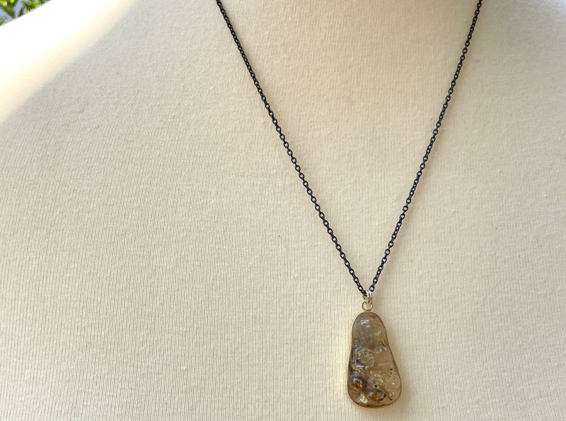 Happy Buddha rutilated quartz crystal necklace - gold filled | Aislinn collection necklace Amanda K Lockrow