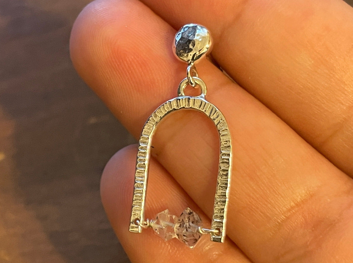 Herkimer Diamond Silver Arch Dangle Earrings earrings Amanda K Lockrow