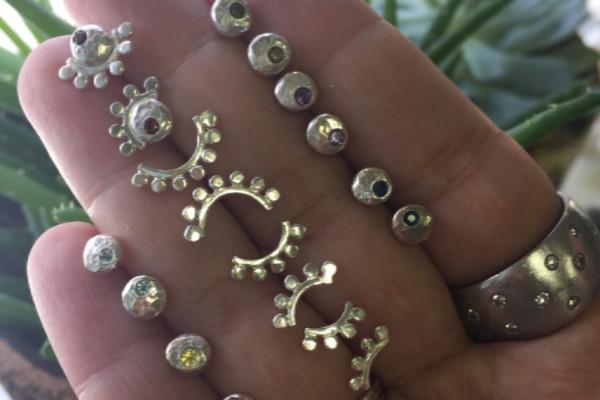 Sunrise sterling silver studs // 7 rays earrings Amanda K Lockrow 